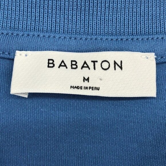 Aritzia Babaton Blue Deaton Tennis Top Short-sleeve polo t-shirt 1/4 button up M - Picture 5 of 14